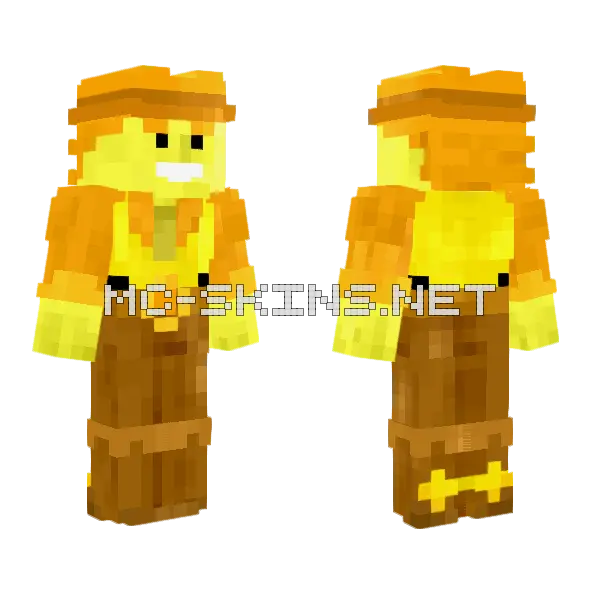 Yellow Deltarune Shaded Ver Minecraft skin, front and back