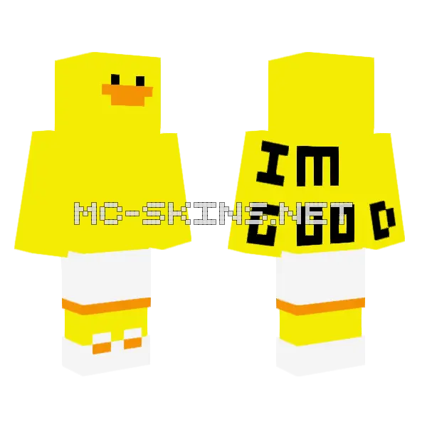 Yellow Duck Character Minecraft skin, front and back