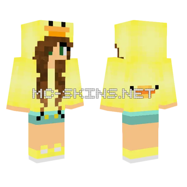 Yellow Duck Girl Minecraft skin, front and back