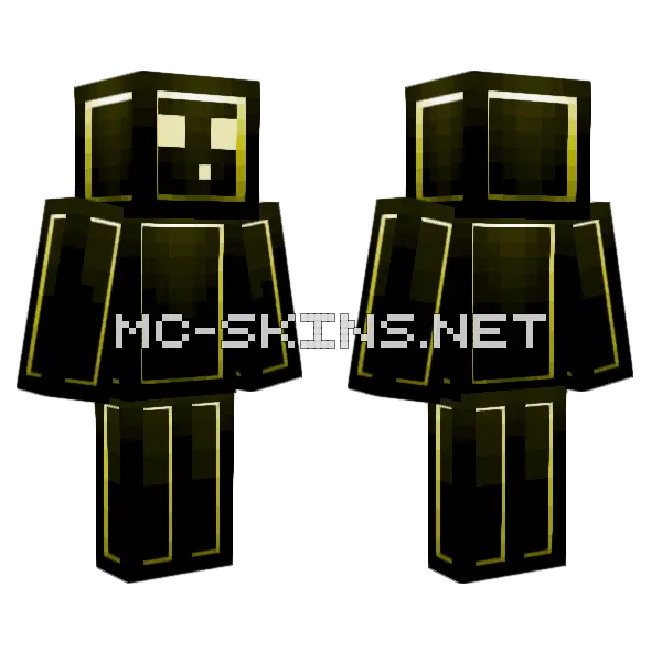 Yellow Glow Slime Minecraft skin, front and back