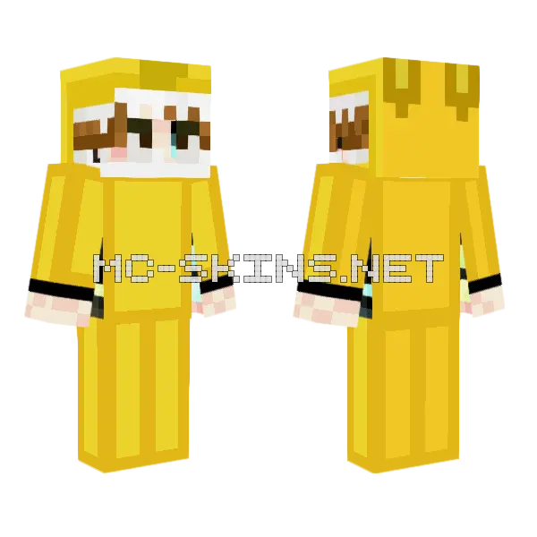 Yellow Gradient Hoodie Minecraft skin, front and back