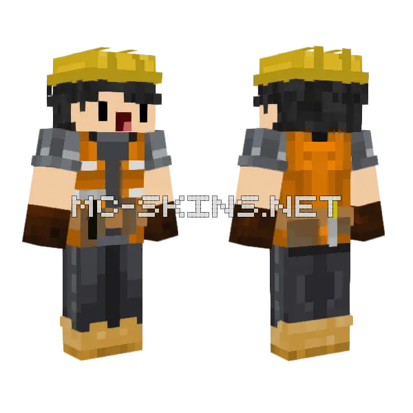 Yellow Hard Hat Miner, front and back