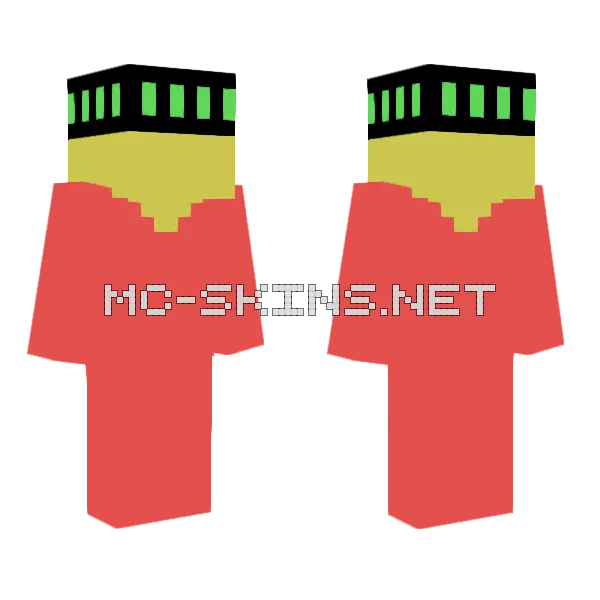 Yellow Hat Red Outfit Minecraft skin, front and back