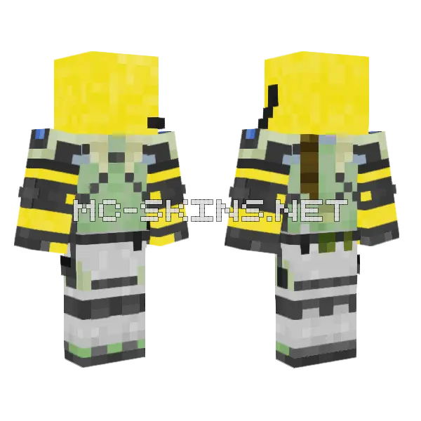 Yellow Hat Robot Minecraft skin, front and back