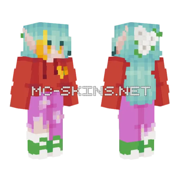 Yellow Hearts Girl Minecraft skin, front and back