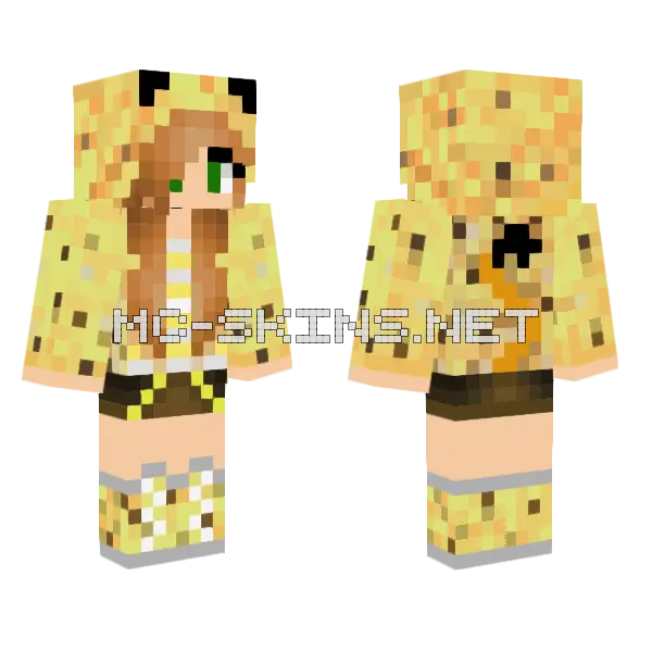Yellow Hooded Girl Minecraft skin, front and back