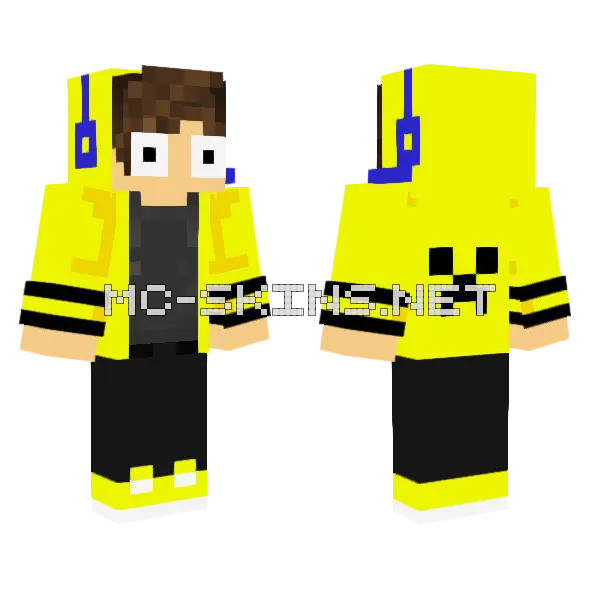 Yellow Hoodie Boy, front and back