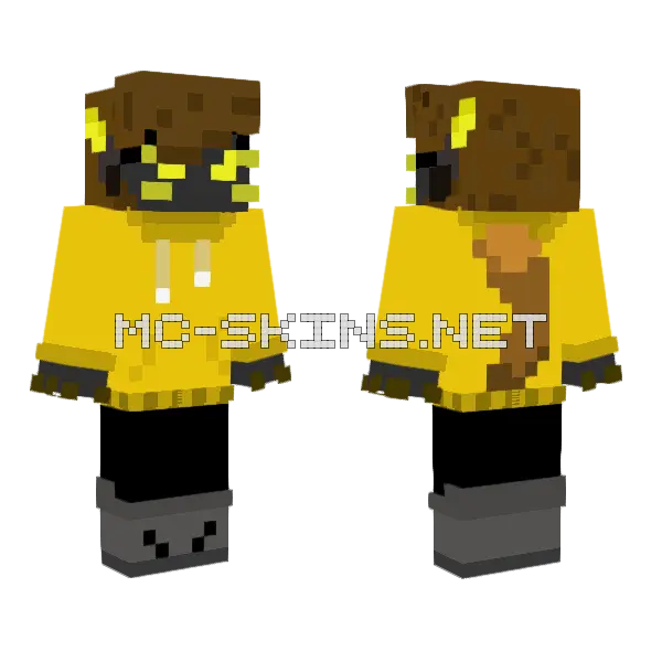 Yellow Hoodie Character, front and back