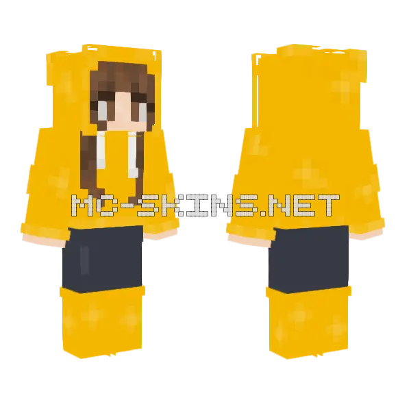 Yellow Hoodie Girl Minecraft skin, front and back