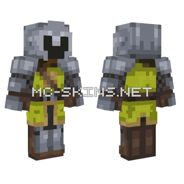 Yellow Knight Soldier Minecraft skin, front and back