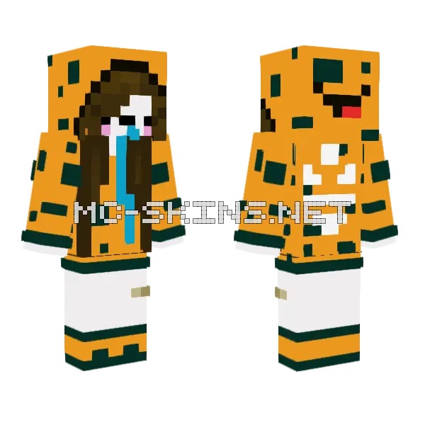 Yellow Leopard Print Minecraft skin, front and back