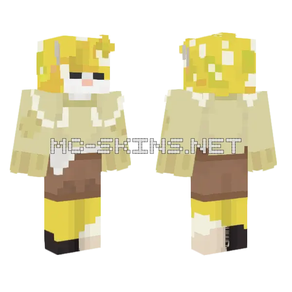 Yellow Moobloom Minecraft skin, front and back