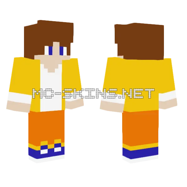 Yellow Overalls Girl Minecraft skin, front and back