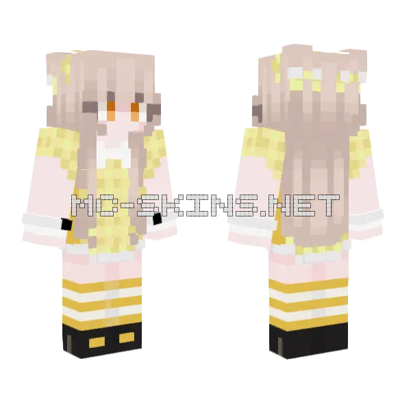 Yellow Picnic Dress Minecraft skin, front and back