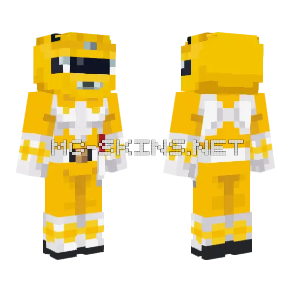 Yellow Ranger Power Rangers Minecraft skin, front and back