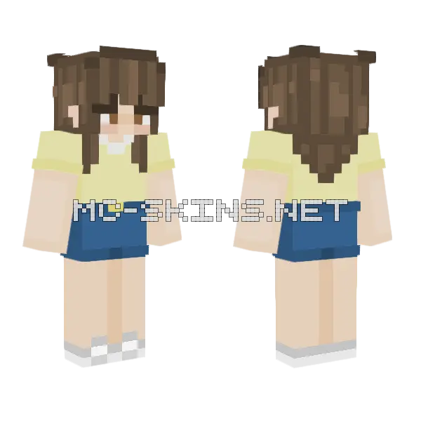 Yellow Shirt Blue Skirt Minecraft skin, front and back