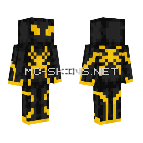 Yellow Stealth Spider-Man Minecraft skin, front and back