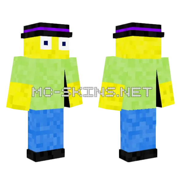 Yellow Tophat Wizard Minecraft skin, front and back