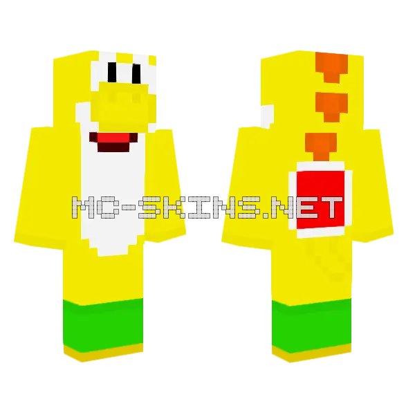 Yellow Yoshi Minecraft skin, front and back