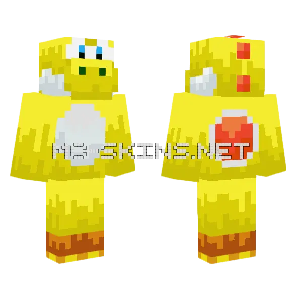 Yellow Yoshi Minecraft skin, front and back