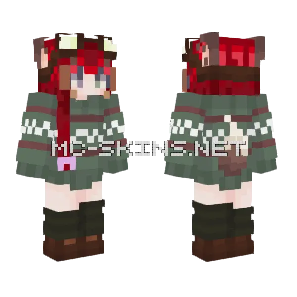 Yeoukitsune Christmas Minecraft skin, front and back