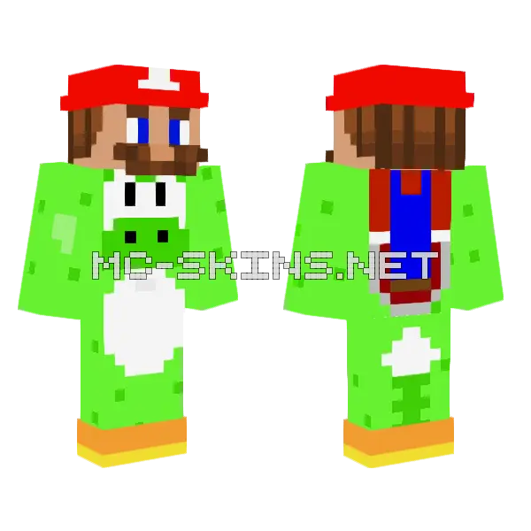 Yoshi Giving Mario Piggyback Minecraft skin, front and back