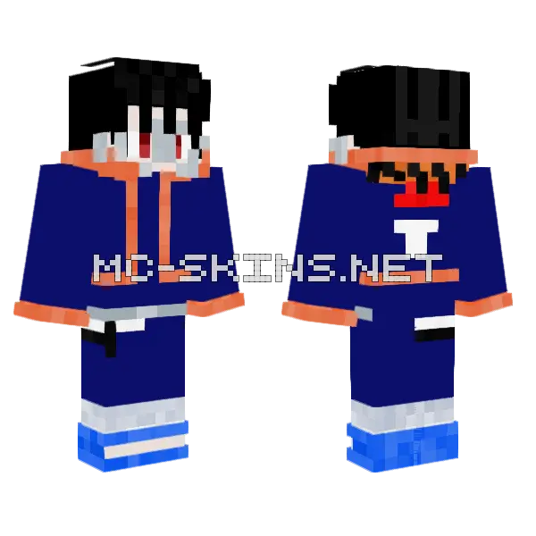 Young Uchiha Obito Minecraft skin, front and back