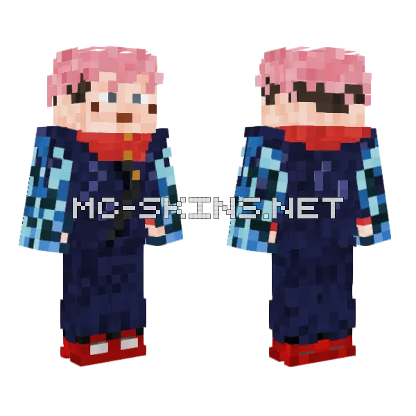 Yuji Itadori Divergent Fist Minecraft skin, front and back