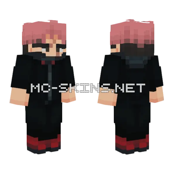Yuji Itadori Jujutsu Kaisen Minecraft skin, front and back
