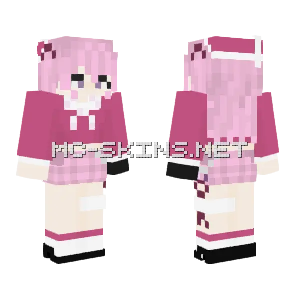Yuni Pretty In Pink Minecraft skin, front and back