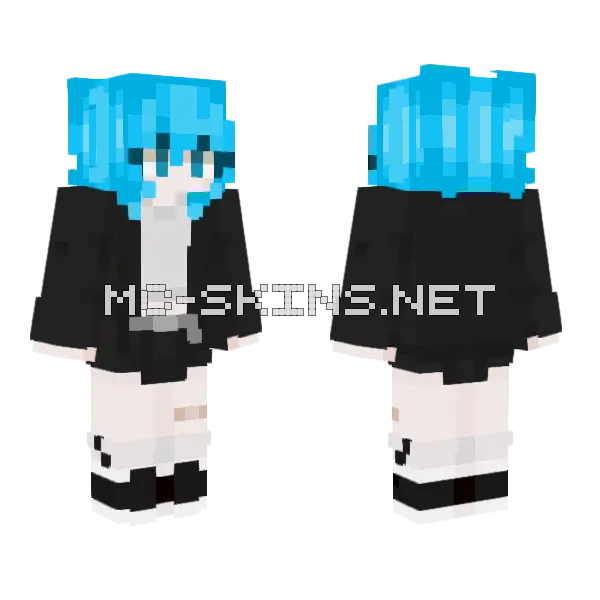 Yuuyyy Blue Hair Girl Minecraft skin, front and back