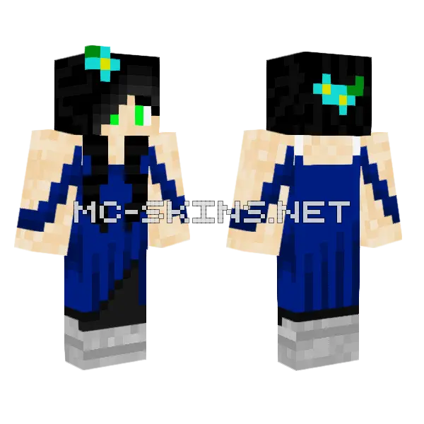 Zara Blue Outfit Minecraft skin, front and back