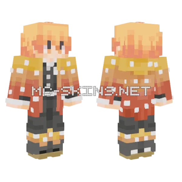 Zenitsu Agatsuma Minecraft skin, front and back