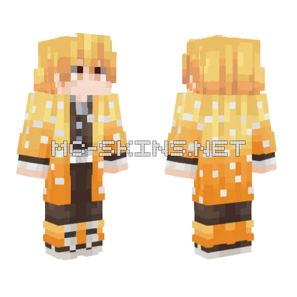 Zenitsu Agatsuma Minecraft skin, front and back