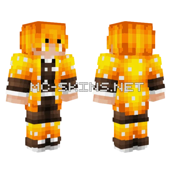 Zenitsu Agatsuma Demon Slayer Minecraft skin, front and back