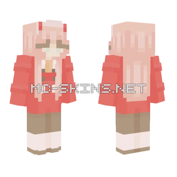 Zero Two Minecraft skin, front and back