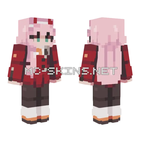 Zero Two Minecraft skin, front and back