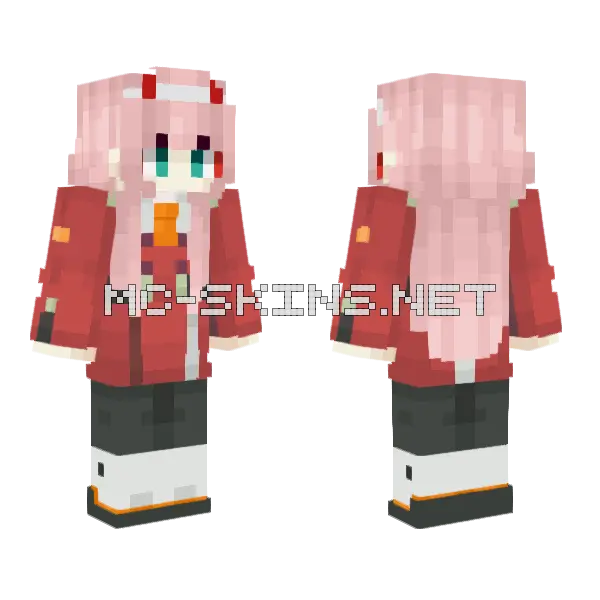 Zero Two Czajson Minecraft skin, front and back