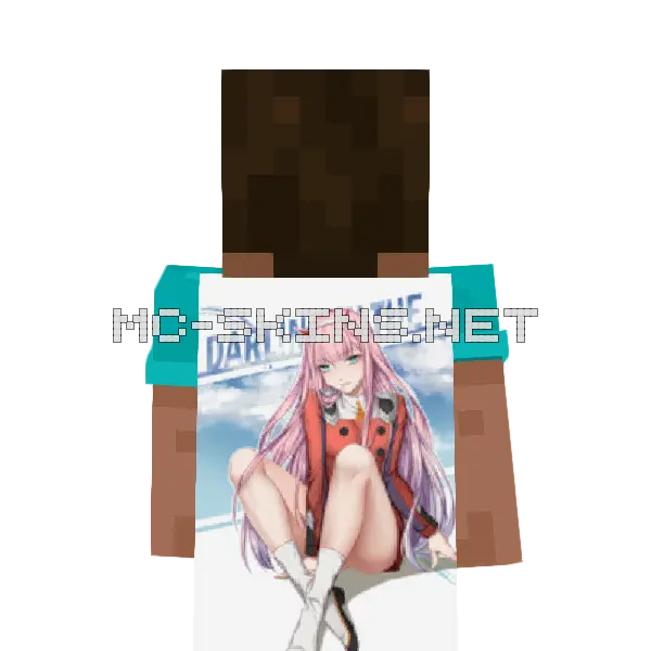 Zero Two Dress Minecraft cape worn on a player