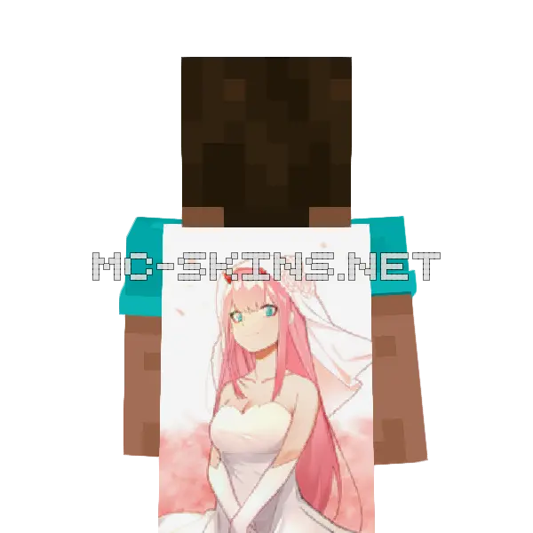 Zero Two Wedding Dress Minecraft cape worn on a player