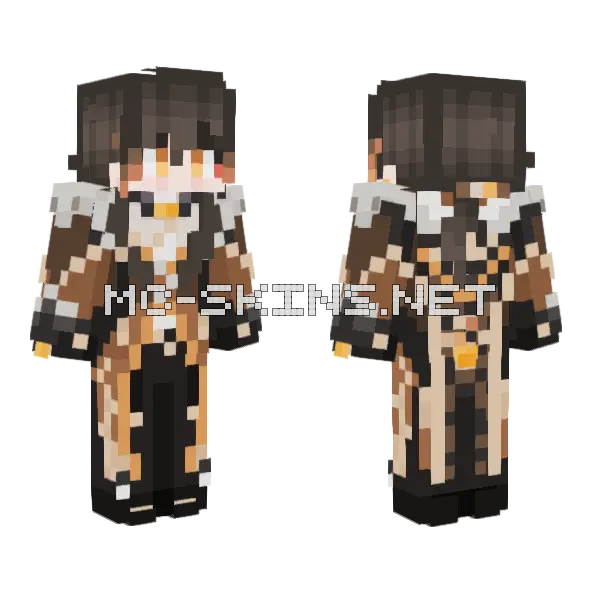 Zhongli Genshin Impact Minecraft skin, front and back