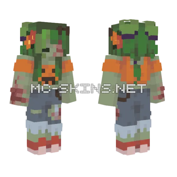 Zombie Minecraft skin, front and back