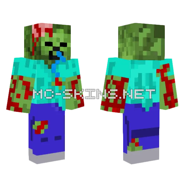 Zombie Minecraft skin, front and back