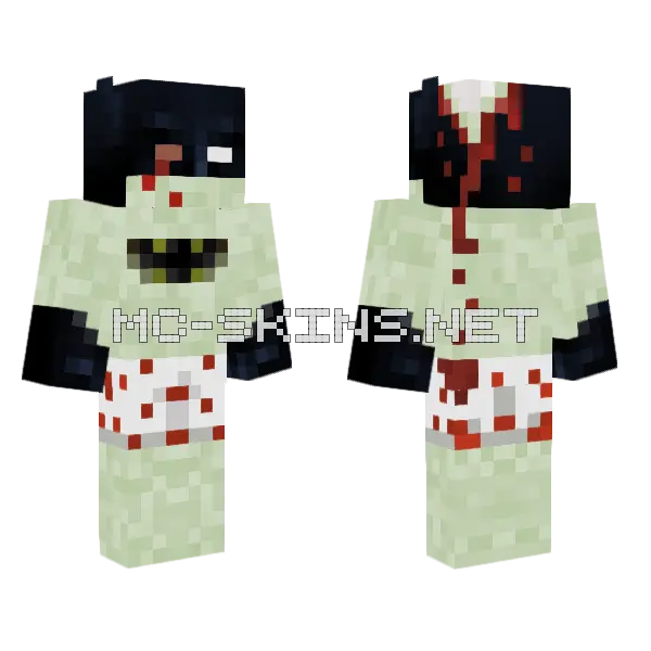 Zombie Batman Minecraft skin, front and back