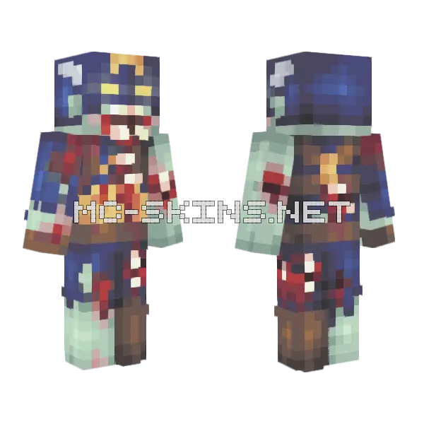 Zombie Captain America Minecraft skin, front and back
