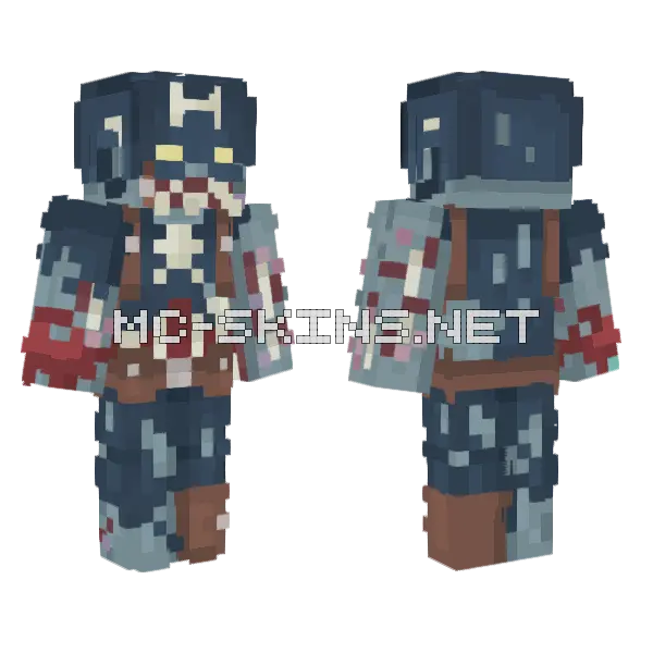 Zombie Captain America Minecraft skin, front and back