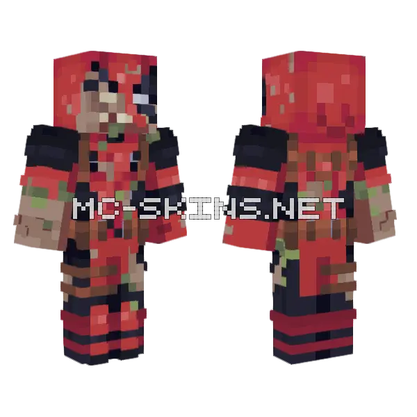 Zombie Deadpool Minecraft skin, front and back