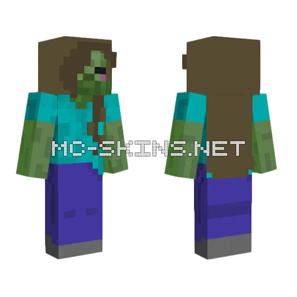 Zombie Girl Minecraft skin, front and back