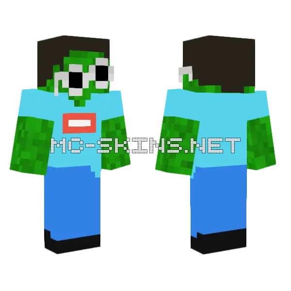 Zombie Not Found Minecraft skin, front and back