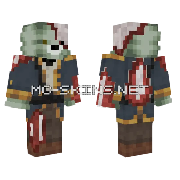 Zombie Pirate Bear Minecraft skin, front and back